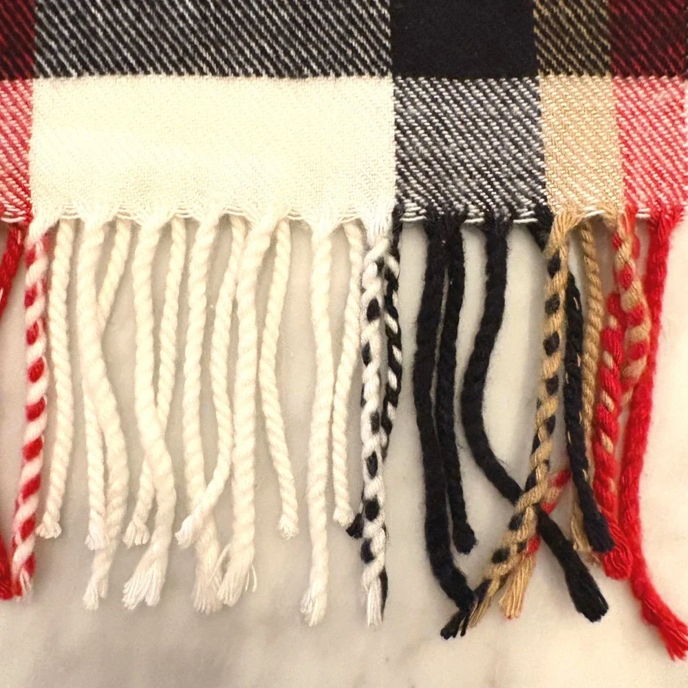 Vintage Scotland 100% Cashmere Plaid Scarf‎ Tartan Fringe Unisex Winter Classic